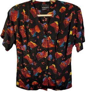 Vintage In Group LTD Button Up Blouse with original Shoulder Pads Size 6